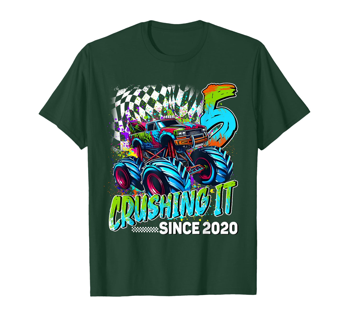 Monster Truck Crushing It 5th Birthday Since 2020 for Kids T-Shirt