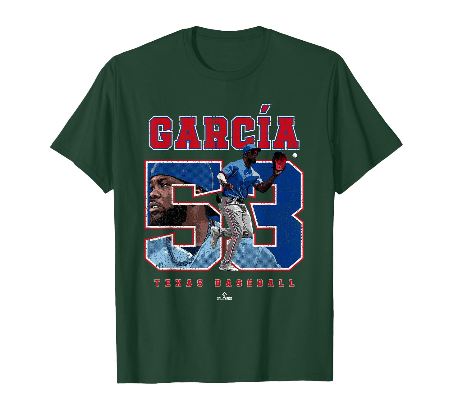 Number and Portrait Adolis Garcia Texas MLBPA T-Shirt