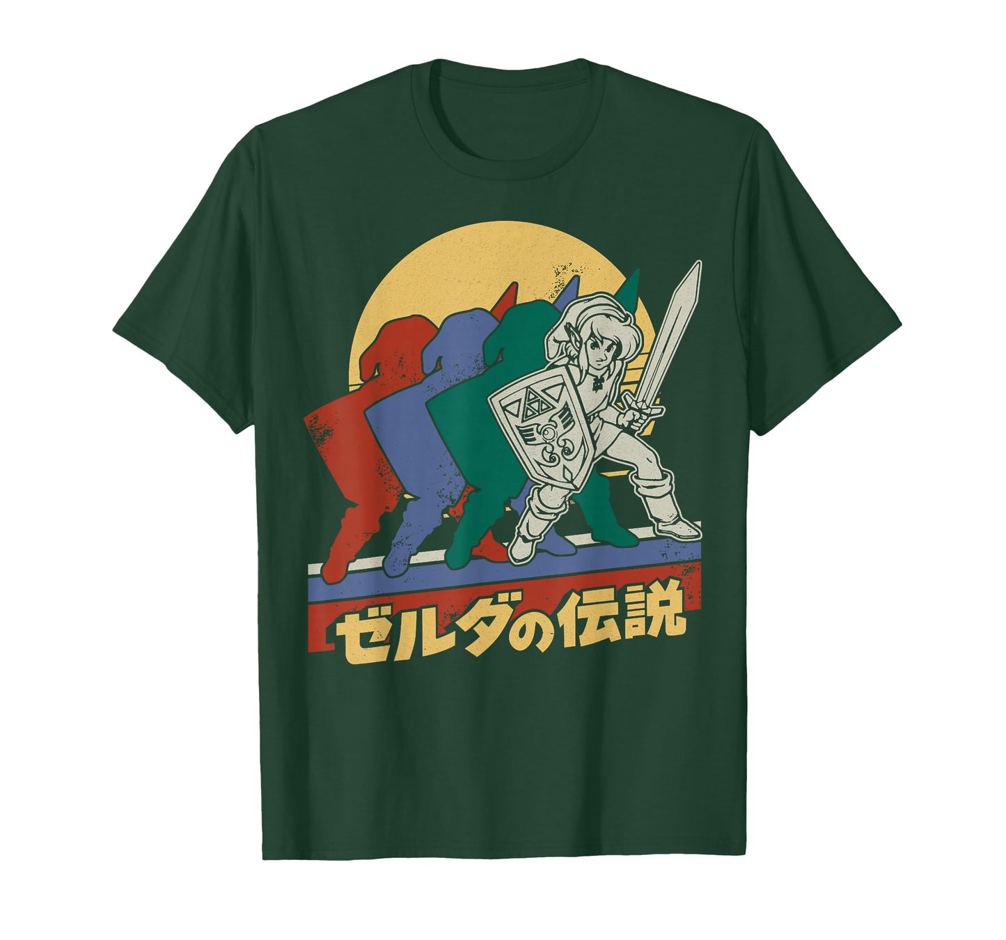 The Legend Of Zelda Retro Link Kanji Portrait T-Shirt - Black, Adult, Male, Short Sleeve, T-Shirt, Legend Of Zelda, S