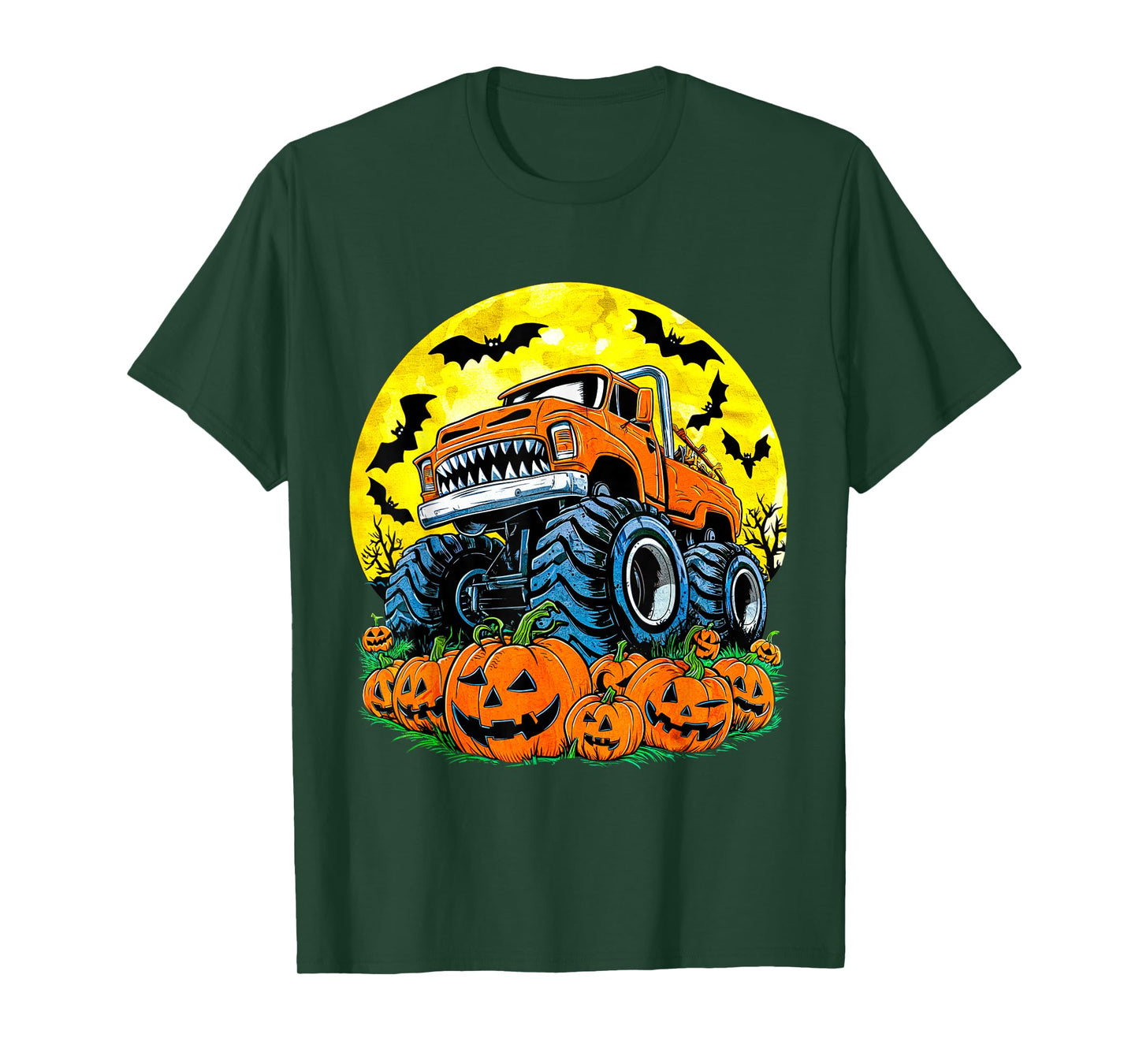 Monster Truck Halloween Jack O Lantern Moon Pumpkin Toddler T-Shirt