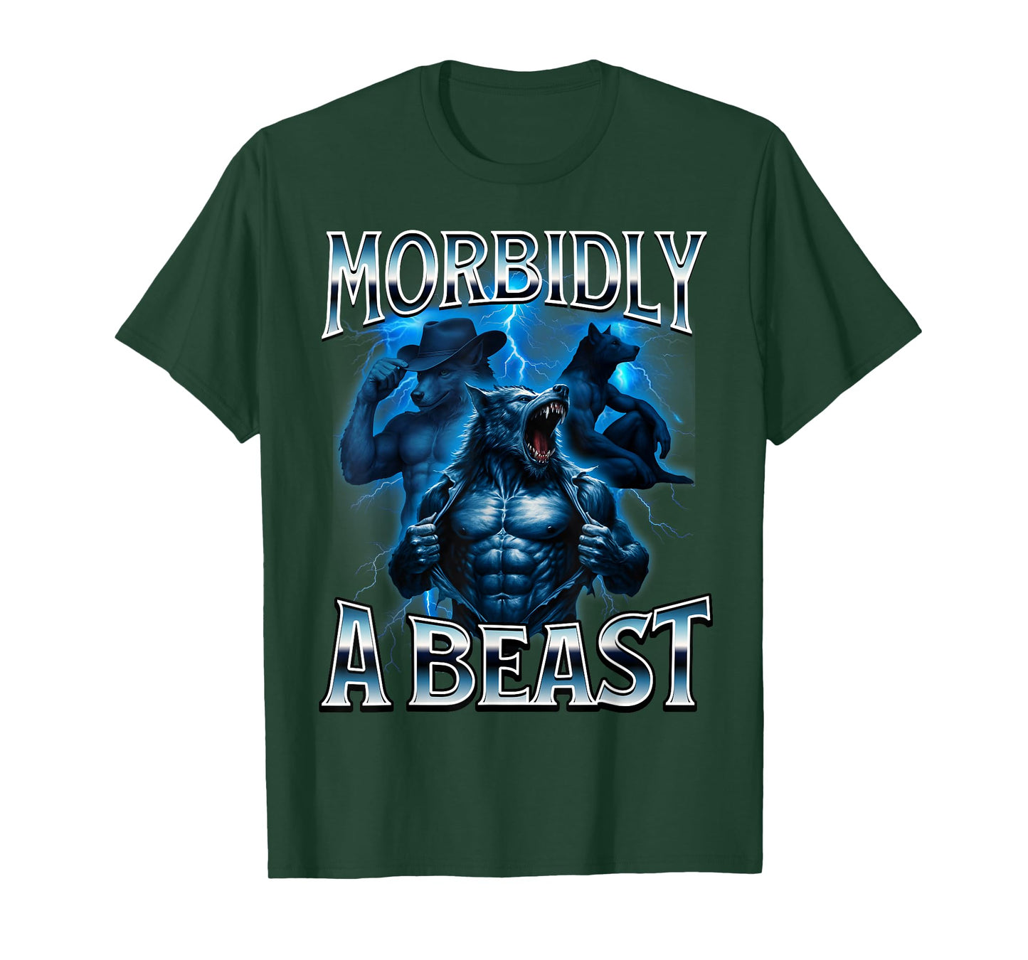 Morbidly A Beast Alpha Wolf Meme Weird Unhinged Brain Rot T-Shirt