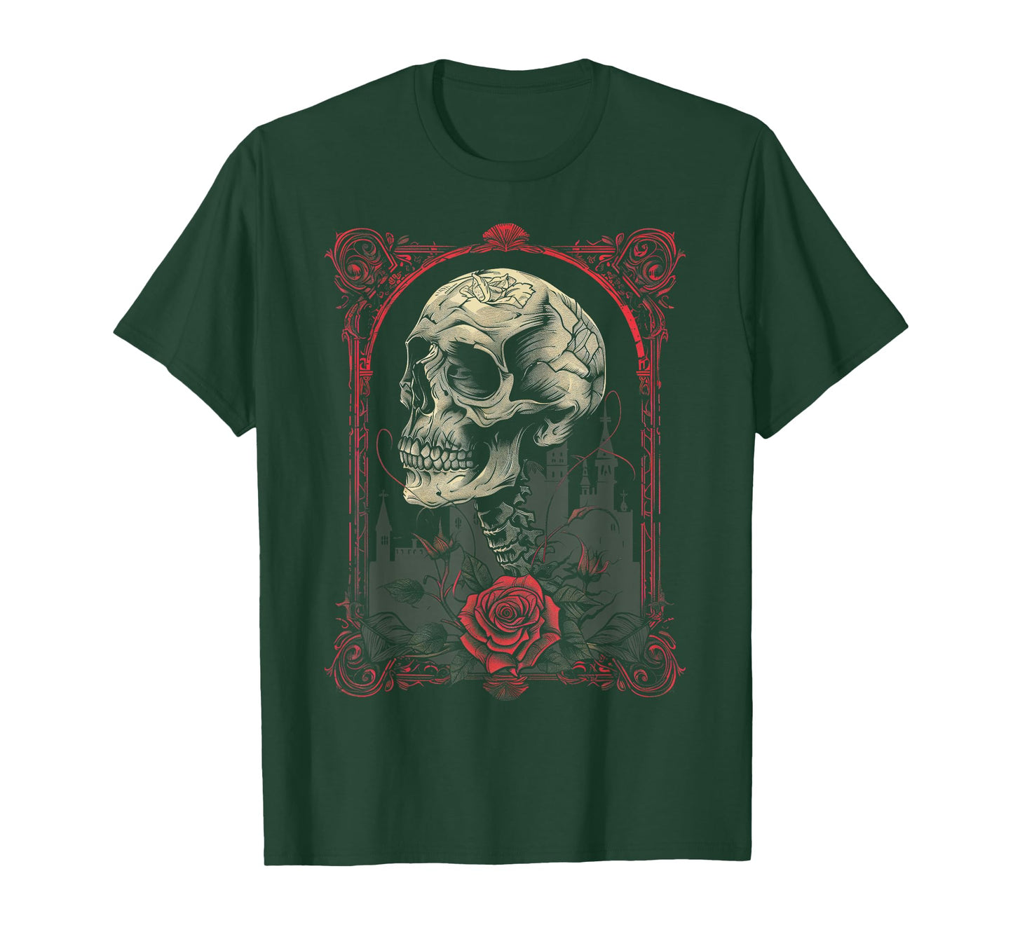 Anime Goth Japanese Skull Rose Gothic Vintage Art Macabre T-Shirt
