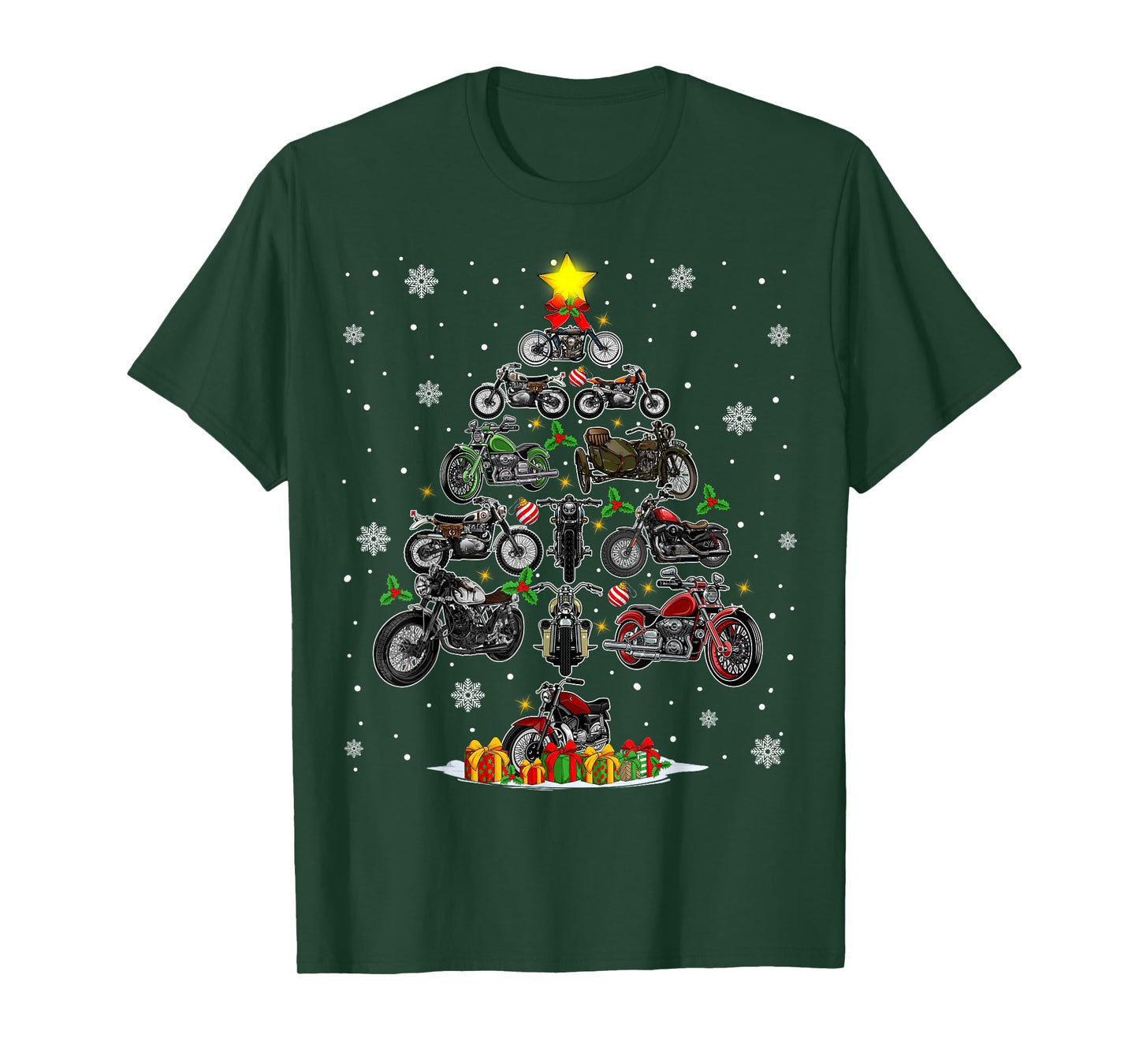 Funny Motorbikes Ornament Christmas Tree Lights Xmas PJS Men T-Shirt