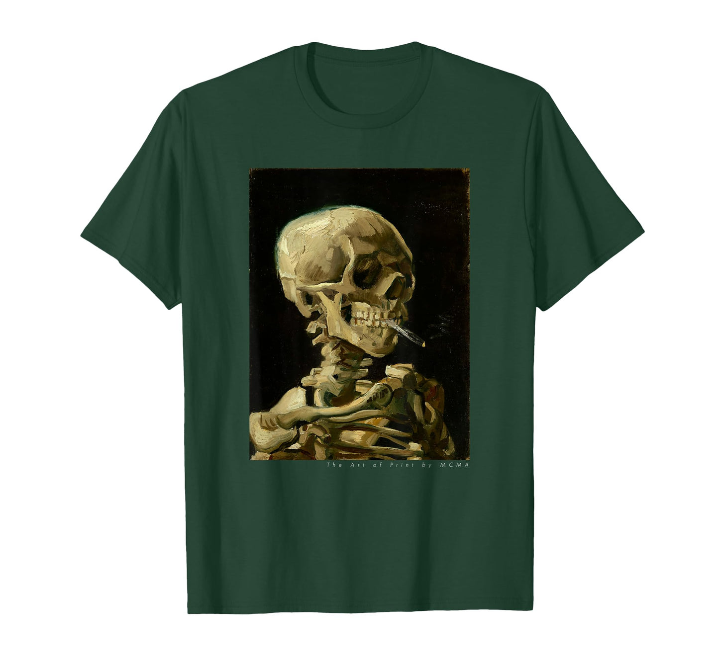 Van Gogh, Skull of a Skeleton with Burning Cigarette Print T-Shirt