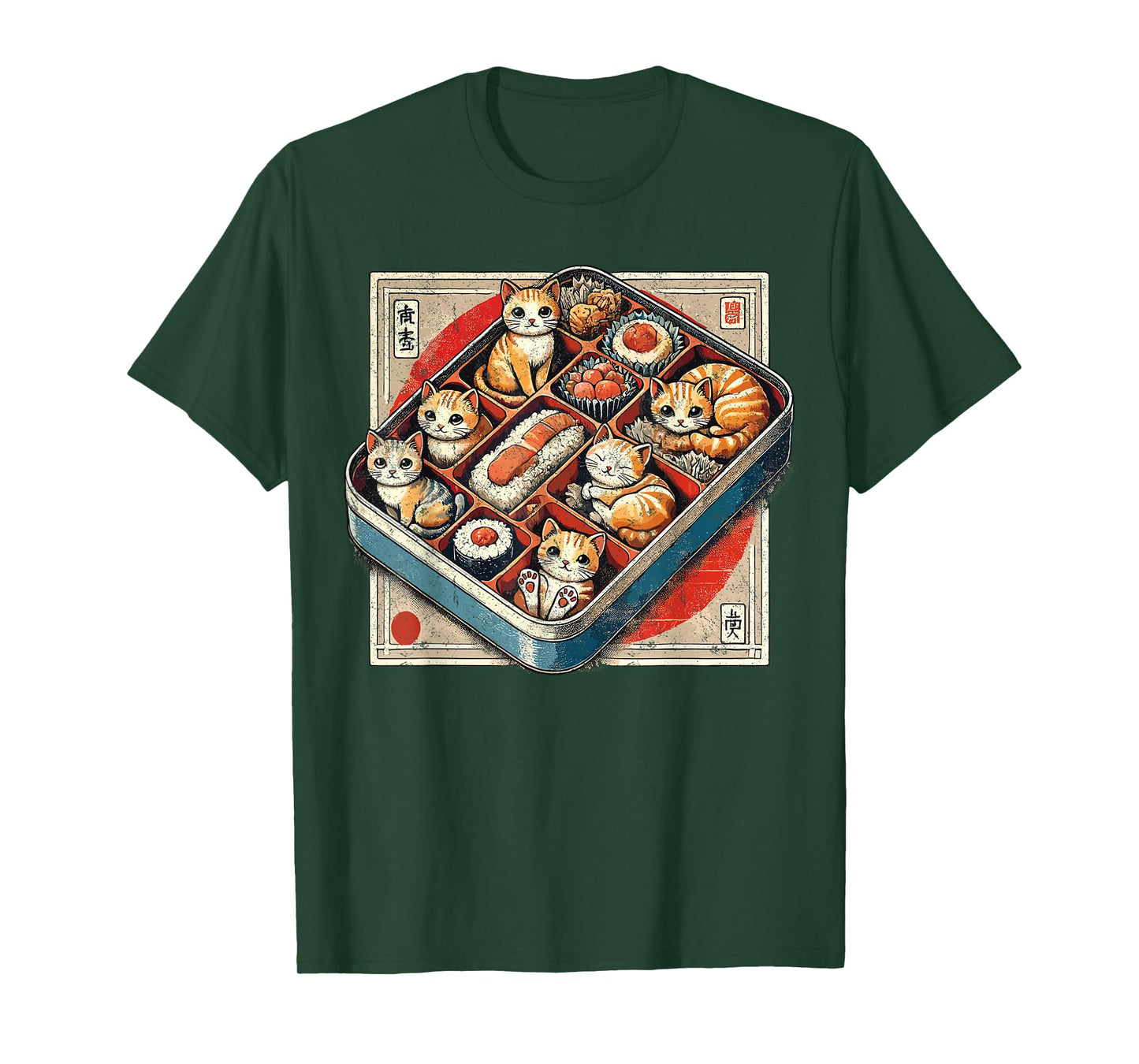 Bento Box Chibi Cats Japanese Funny Graphic Kawaii Cat Anime T-Shirt