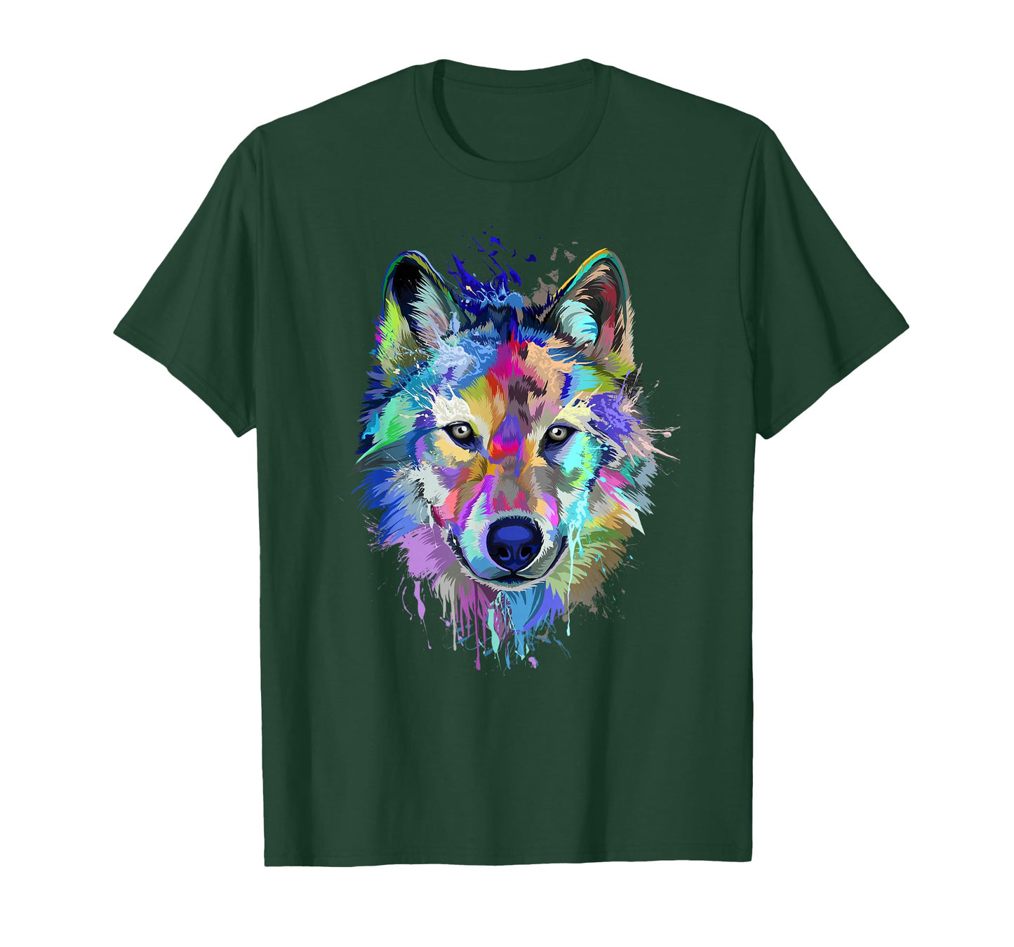 Wolf Splash Art Animal Face | Wolf Lover T-Shirt