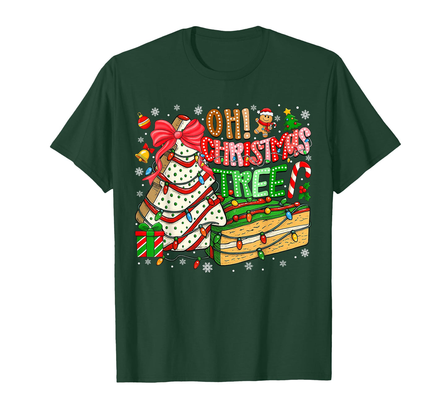 Groovy Oh Christmas Tree Cakes Cookies Xmas Cake Lover Women T-Shirt