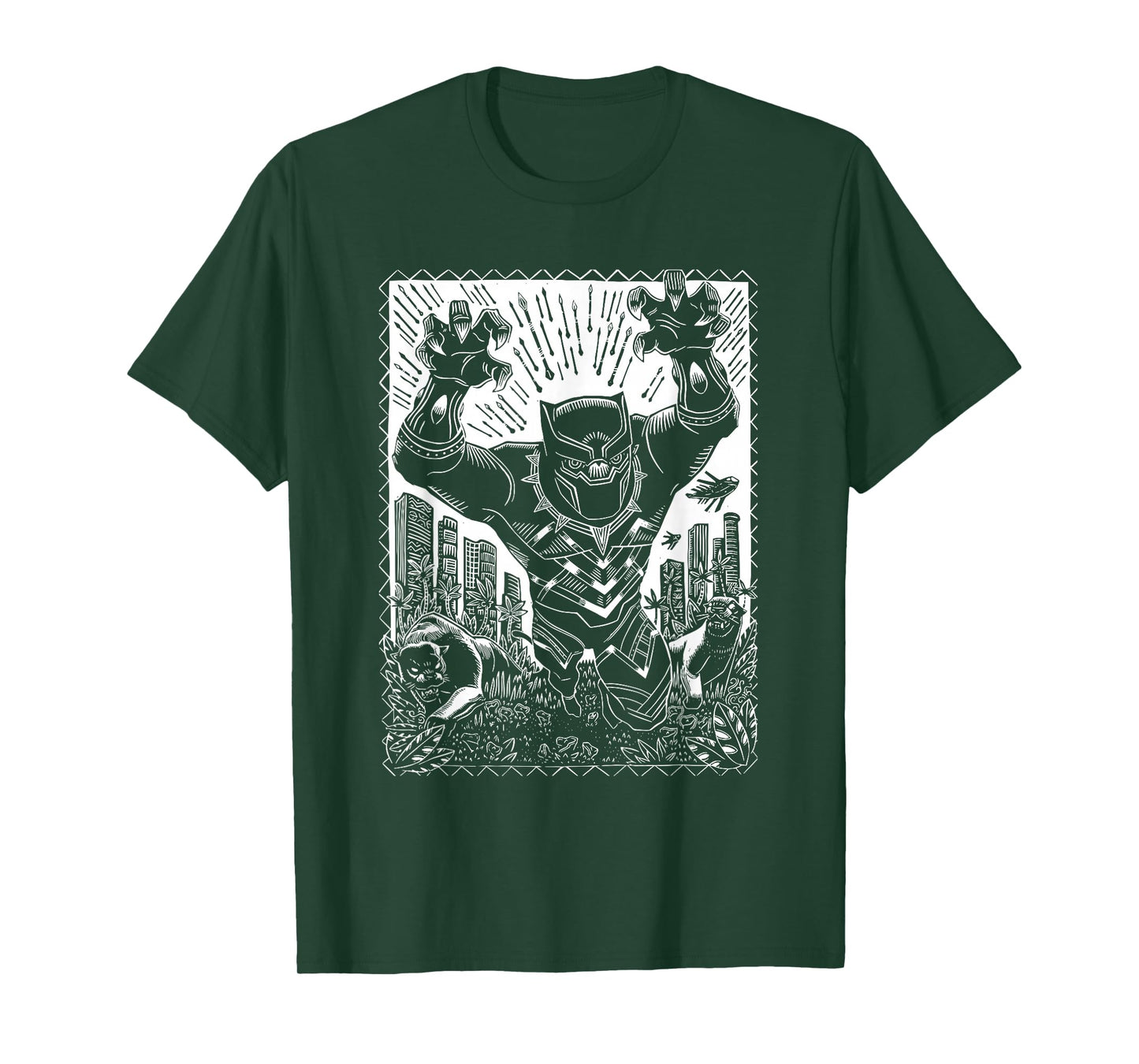 Marvel Black Panther Linocut Black T-Shirt