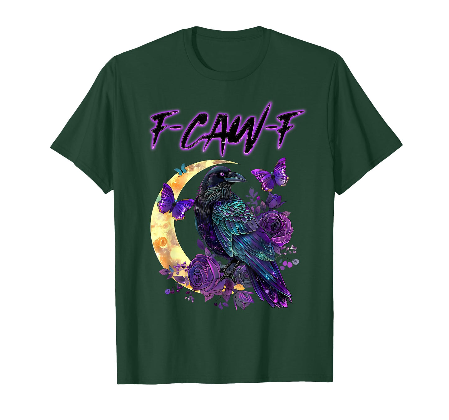 F-Caw-F Funny Raven Black Crow Spooky Season Halloween Retro T-Shirt