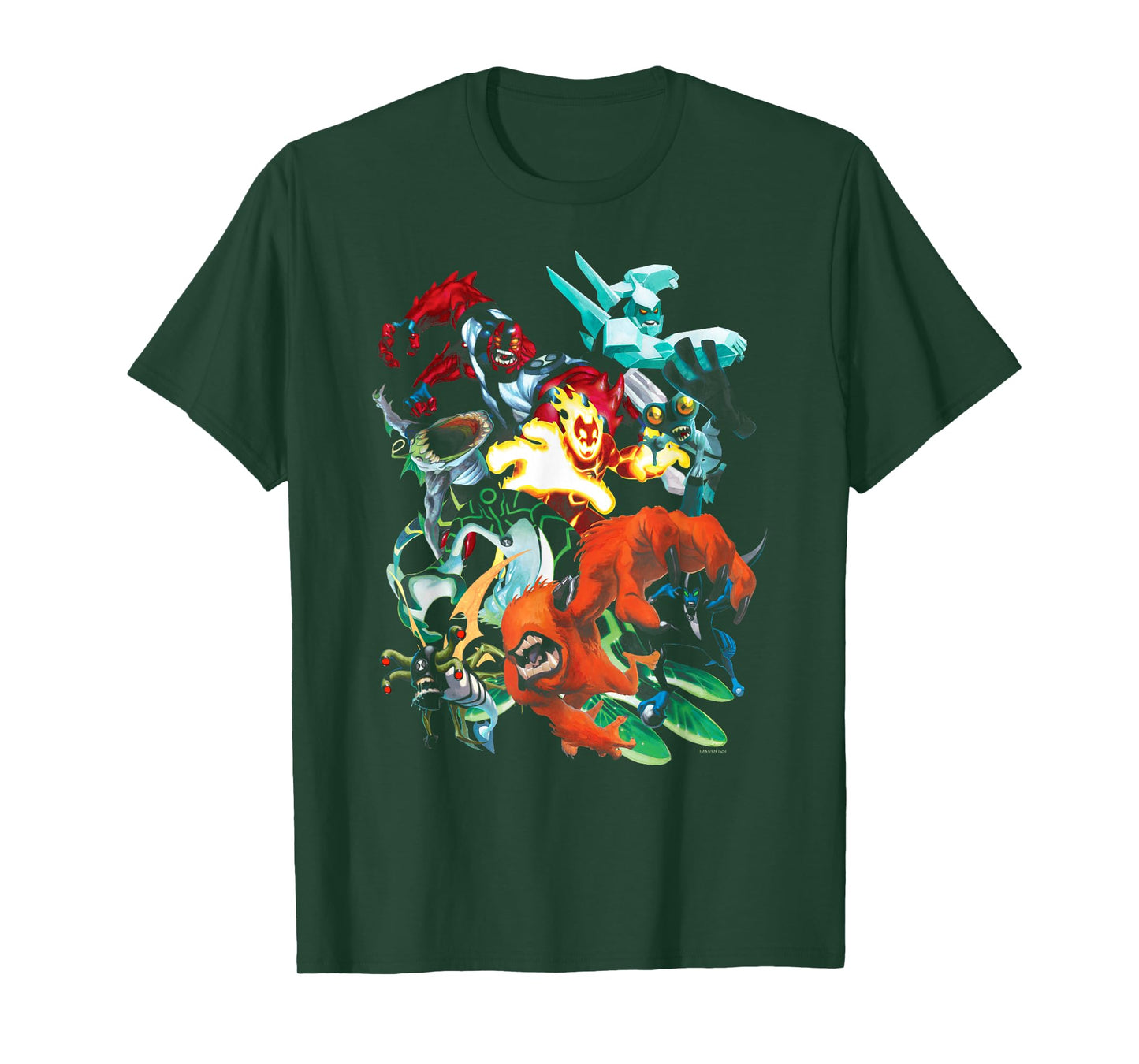 Ben 10 Colorful Alien Poses Collage Cartoon T-Shirt