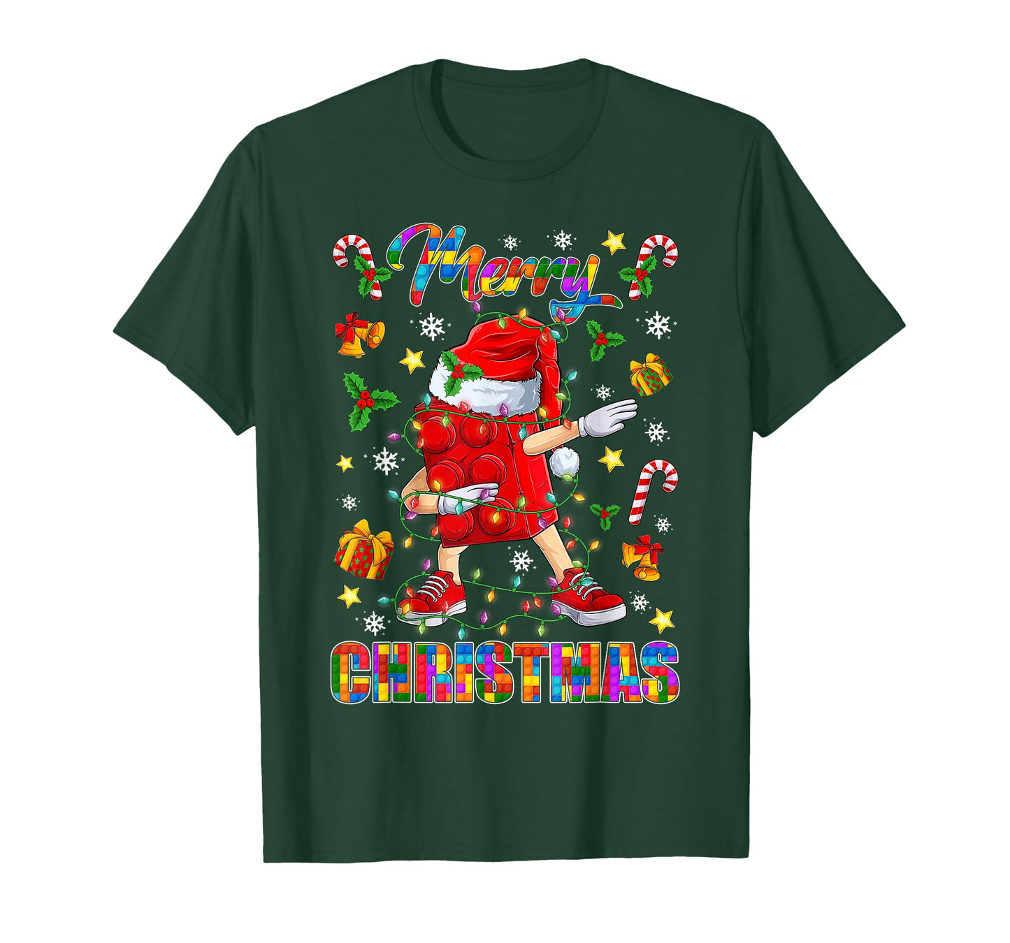 Merry Christmas Dabbing Blocks Building Master Builder Boys T-Shirt