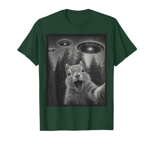 Funny Squirrel Selfie Alien UFO Gifts for Men Women Boy Kid T-Shirt