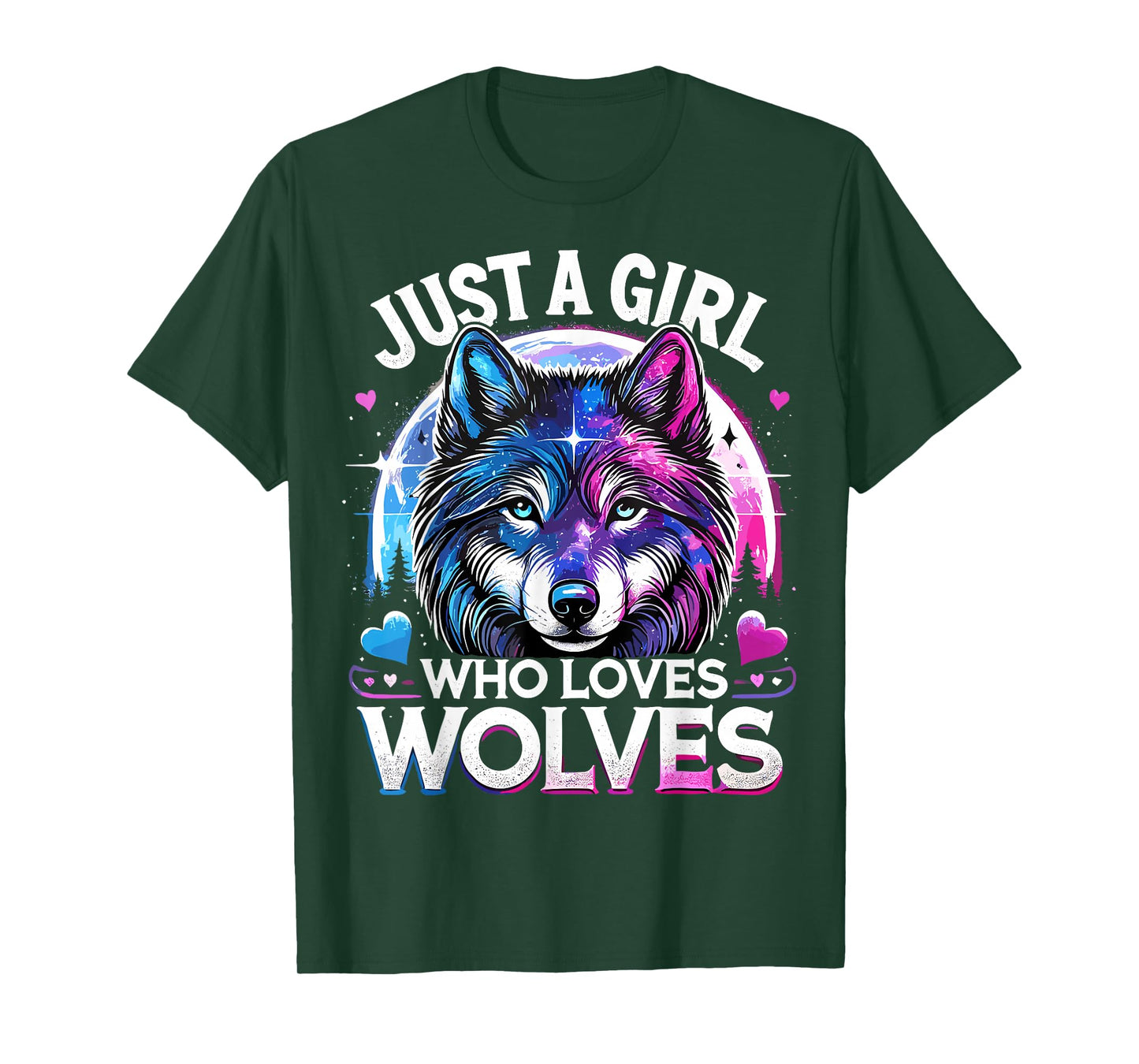 Just a Girl Who Loves Wolves Galaxy Space Funny Wolf T-Shirt