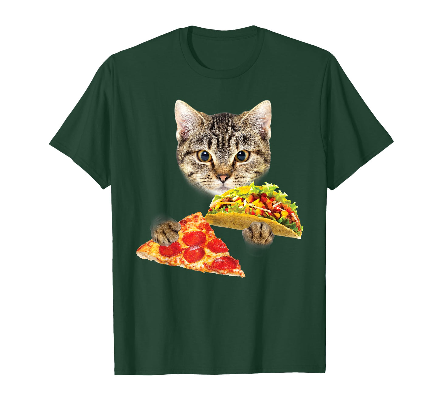 Cat Eating Taco and Pizza Shirt, Funny Kitty by Zany Brainy T-Shirt for Men Women Kids