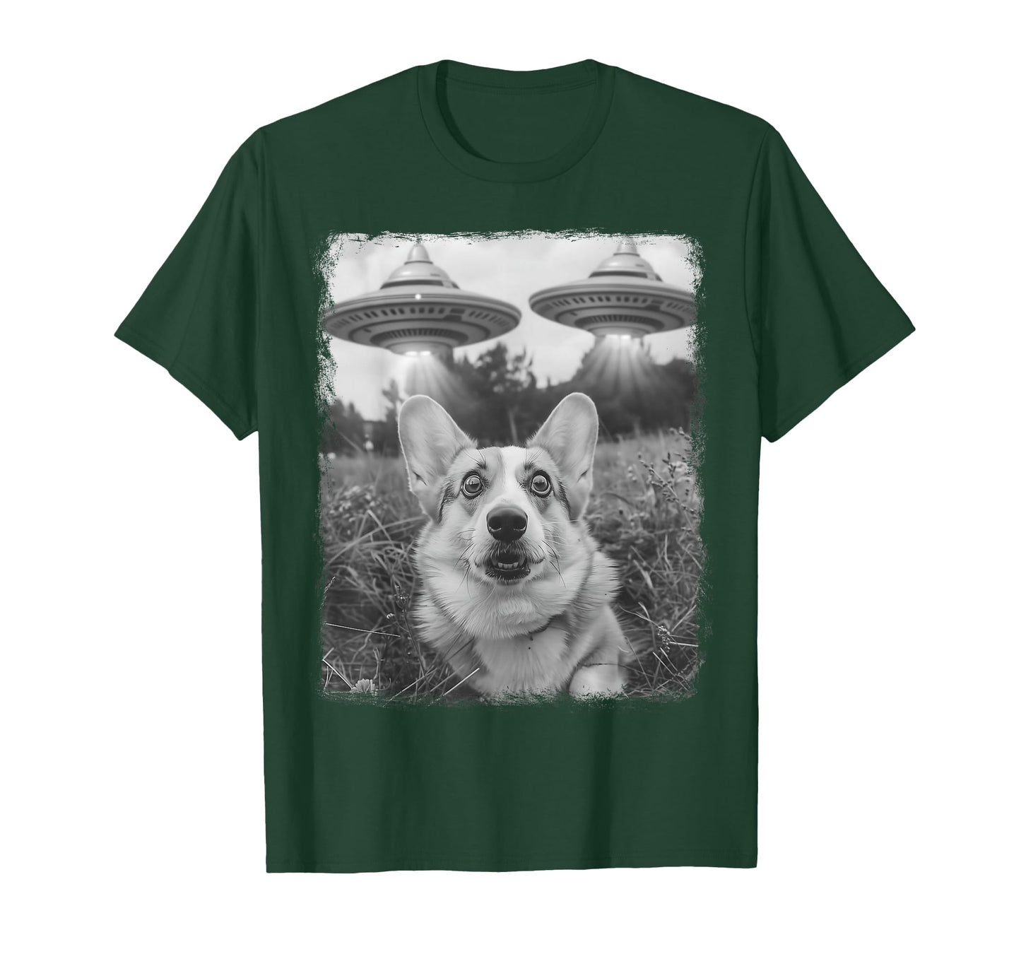 Corgi Dog UFO Alien Extraterrestrial Selfie T-Shirt