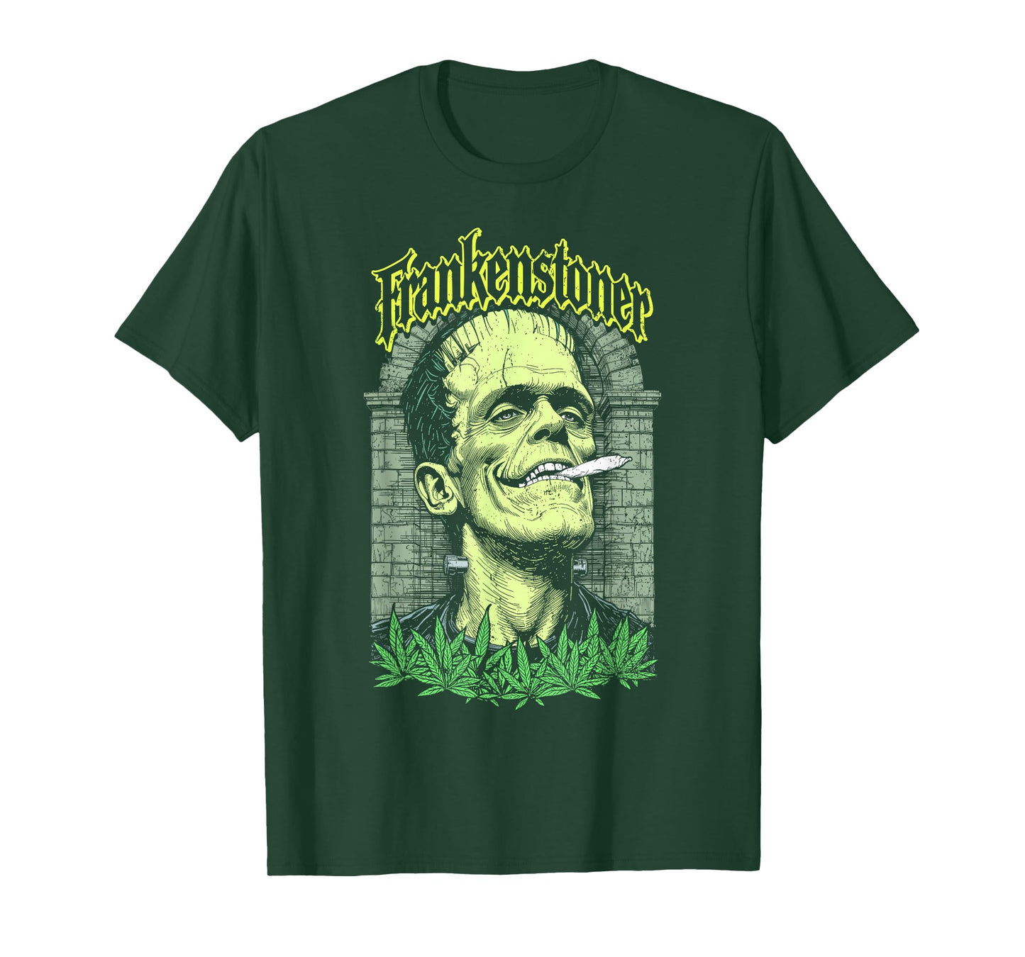 Funny Weed Frankenstein Frankenstoner Stoner Halloween 420 T-Shirt