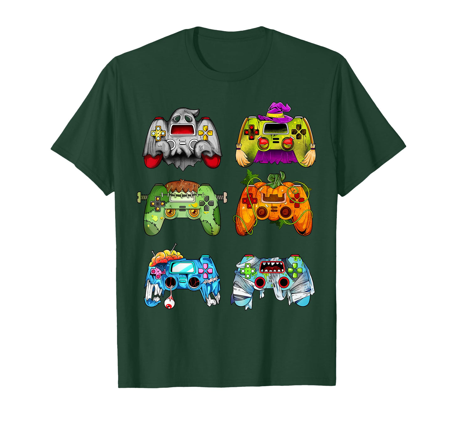 Halloween Pumpkin Witch Gaming Controllers Zombie Boys Kids T-Shirt