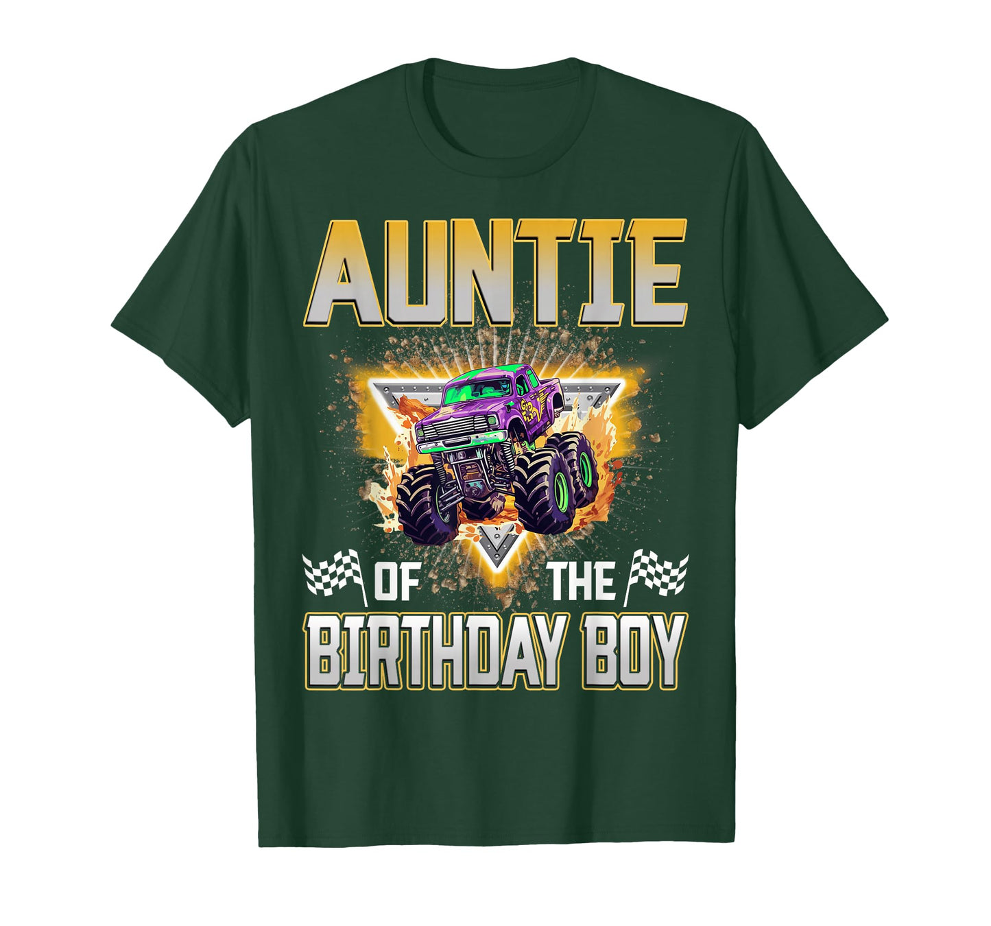 Auntie of The Birthday Boy Monster Truck Birthday Family T-Shirt