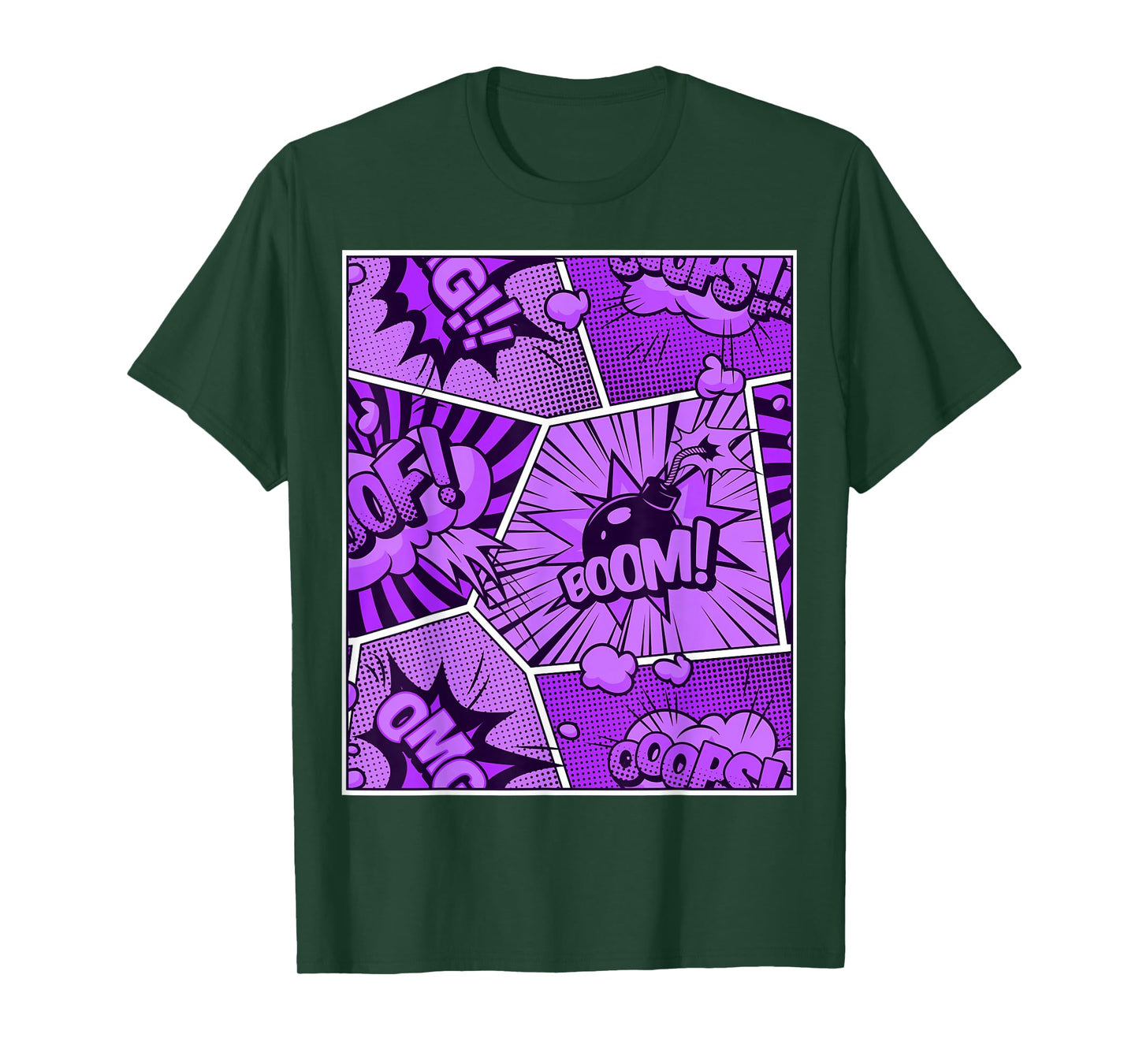 Purple Comic Book Purple Color Graphic T-Shirt