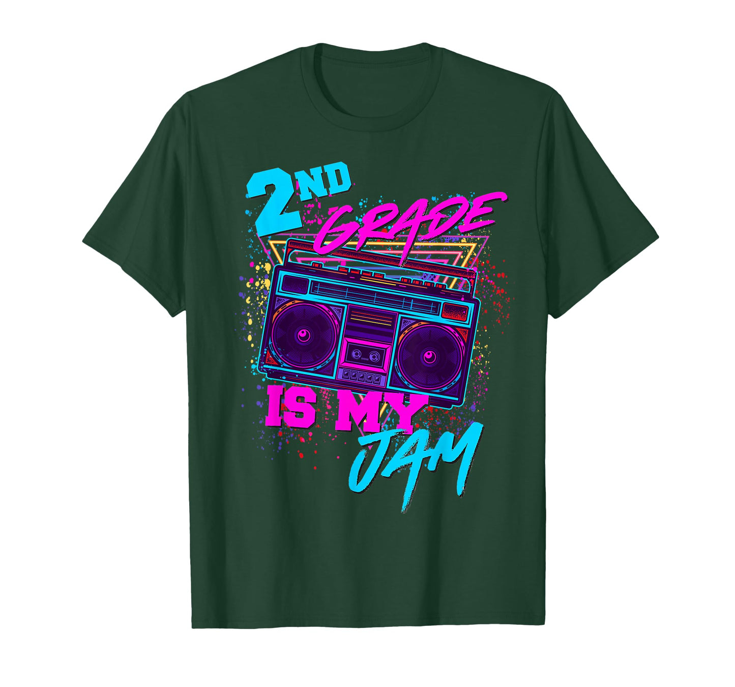 2nd Grade Is My Jam Vintage 80s 1980s Teacher Student Retro T-Shirt