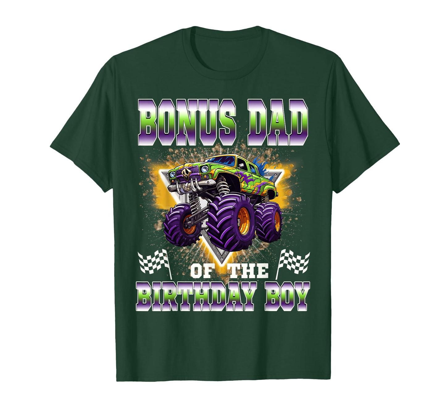 Bonus Dad of The Birthday Boy Monster Truck Birthday Family T-Shirt