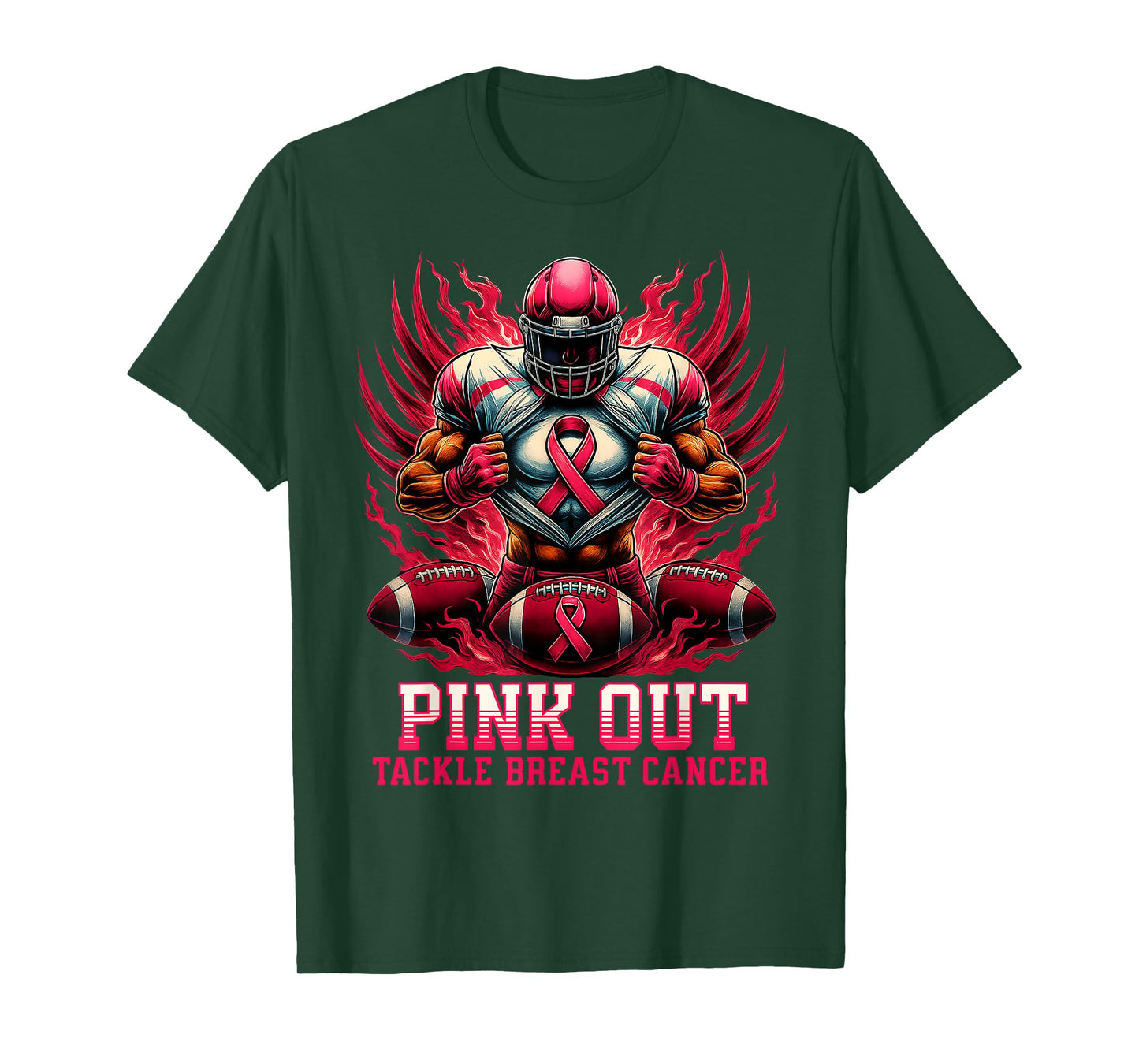 Pink Out Tackle Breast Cancer Awareness American Football T-Shirt