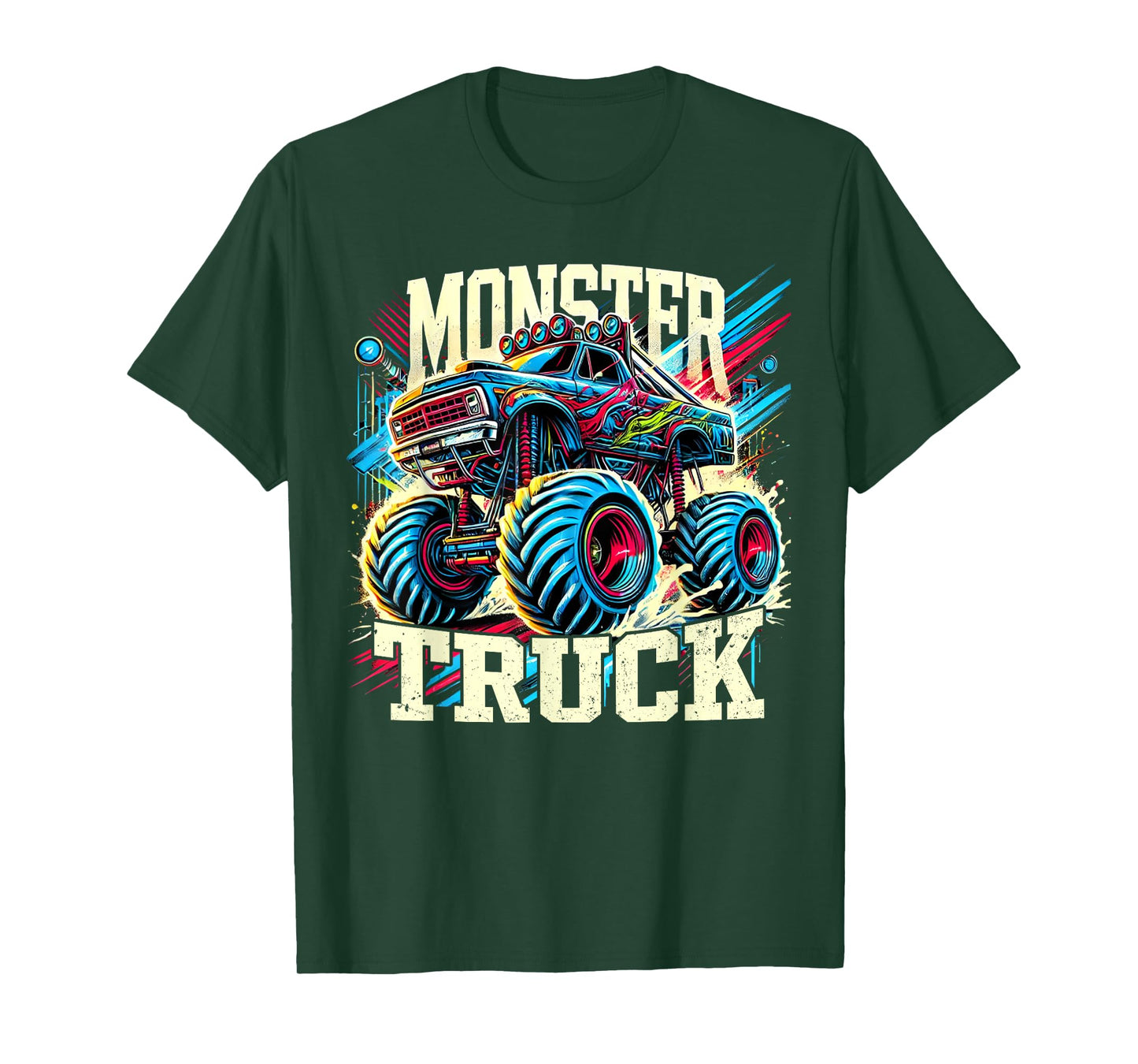 Monster Truck Retro Colorful Trucks Lover Toddler Teen Adult T-Shirt