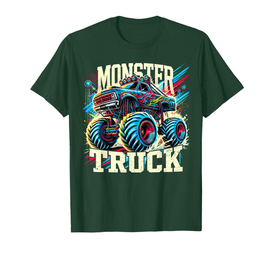 Monster Truck Retro Colorful Trucks Lover Toddler Teen Adult T-Shirt