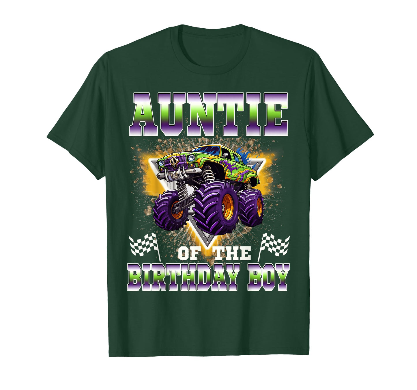 Auntie of The Birthday Boy Monster Truck Birthday Family T-Shirt