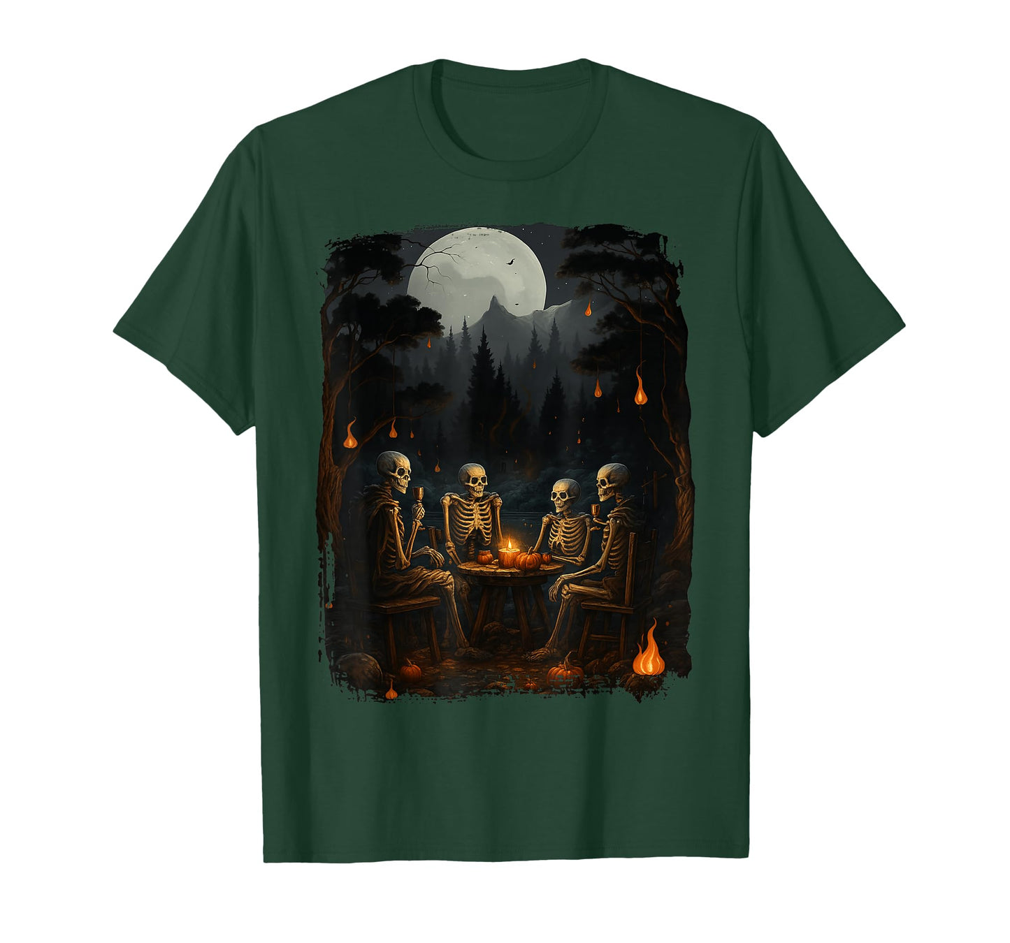 Vintage Ghost Gothic Skeleton Camping Halloween Men Women T-Shirt