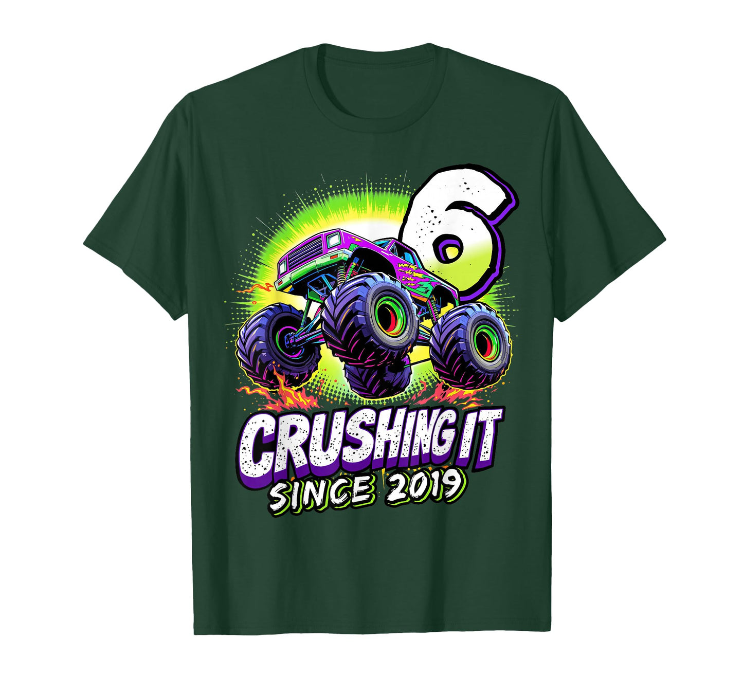 Birthday Monster Truck 6 year Old Boys 6th Party Born 2019 T-Shirt