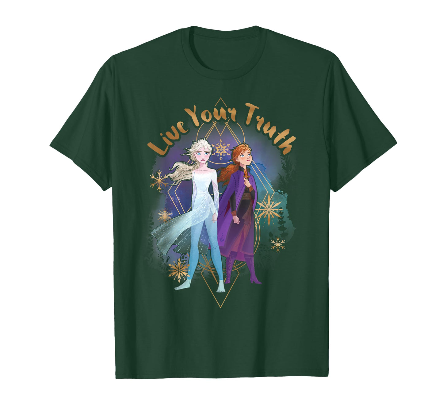 Disney Frozen 2 Elsa Anna Live Your Truth Geometric Portrait T-Shirt