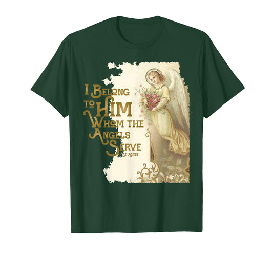 St Agnes of Rome Whom the Angels Serve Vintage Catholic T-Shirt