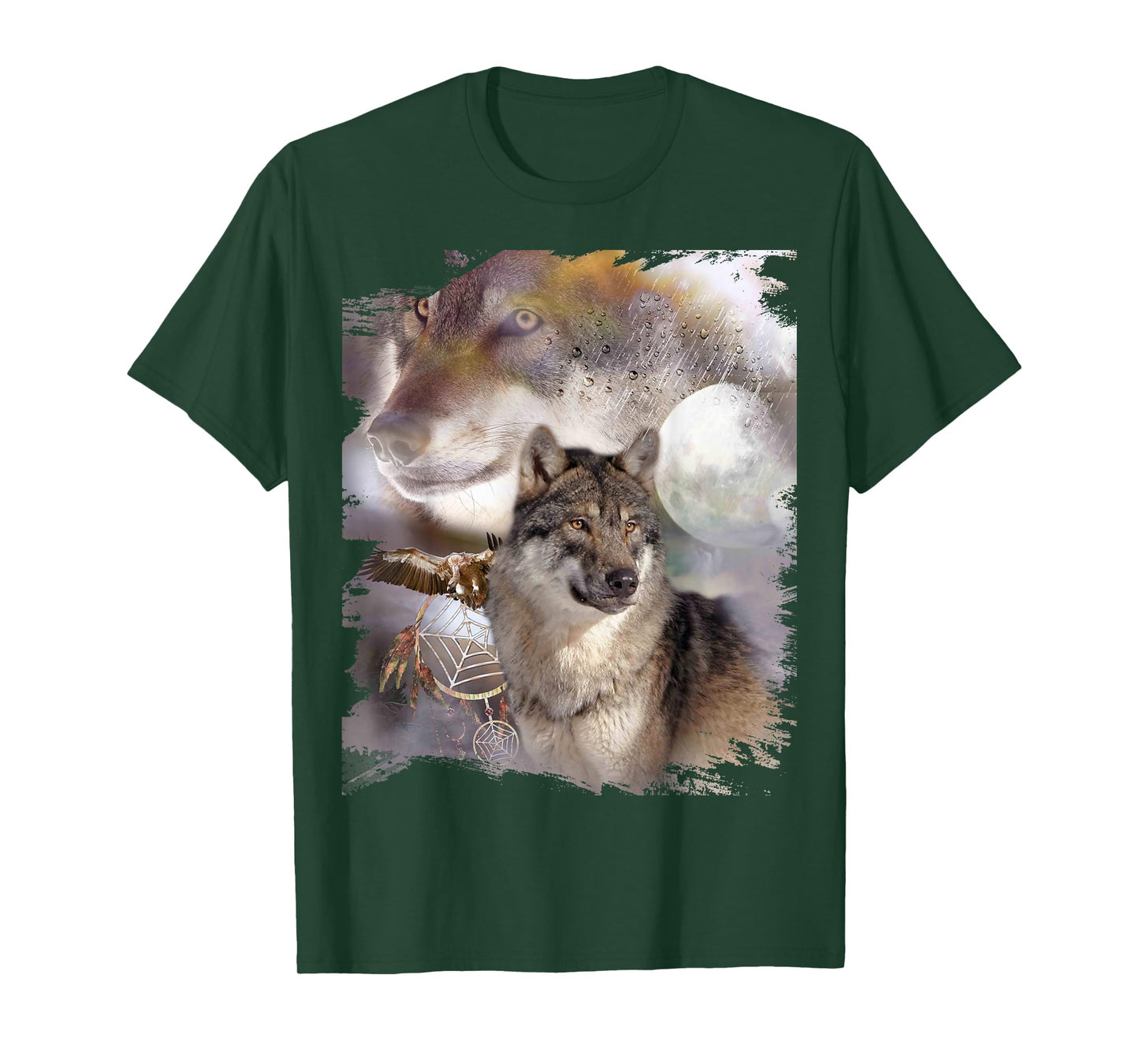 Wolf Dreamcatcher & Eagle, Moon Wolves T-Shirt