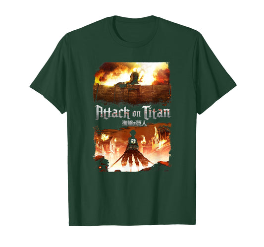 Attack on Titan Key Art Flaming Attack Scene AOT Anime T-Shirt