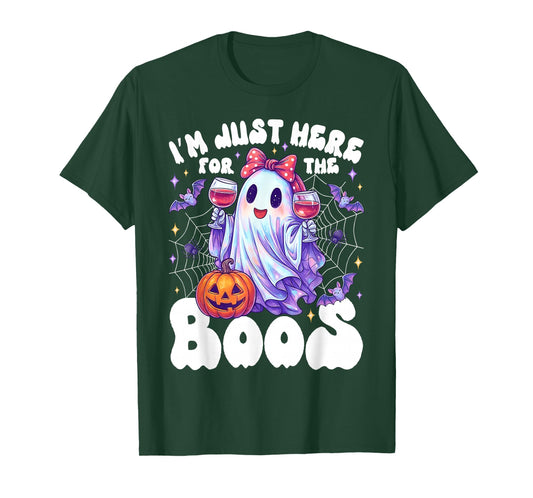 Funny I'm Just Here for The Boos Cute Halloween Ghost Women T-Shirt