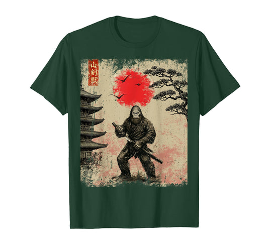 Funny Samurai Bigfoot Japanese Art Graphic Tee Anime Gifts T-Shirt