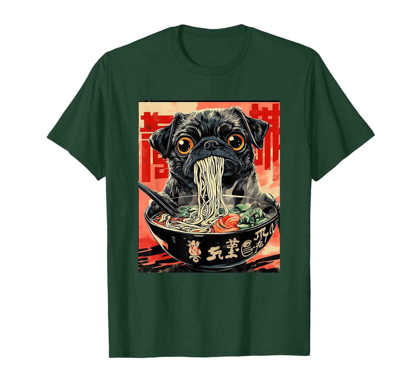 Funny Pug Ramen Japanese Kawaii Anime Pug T-Shirt