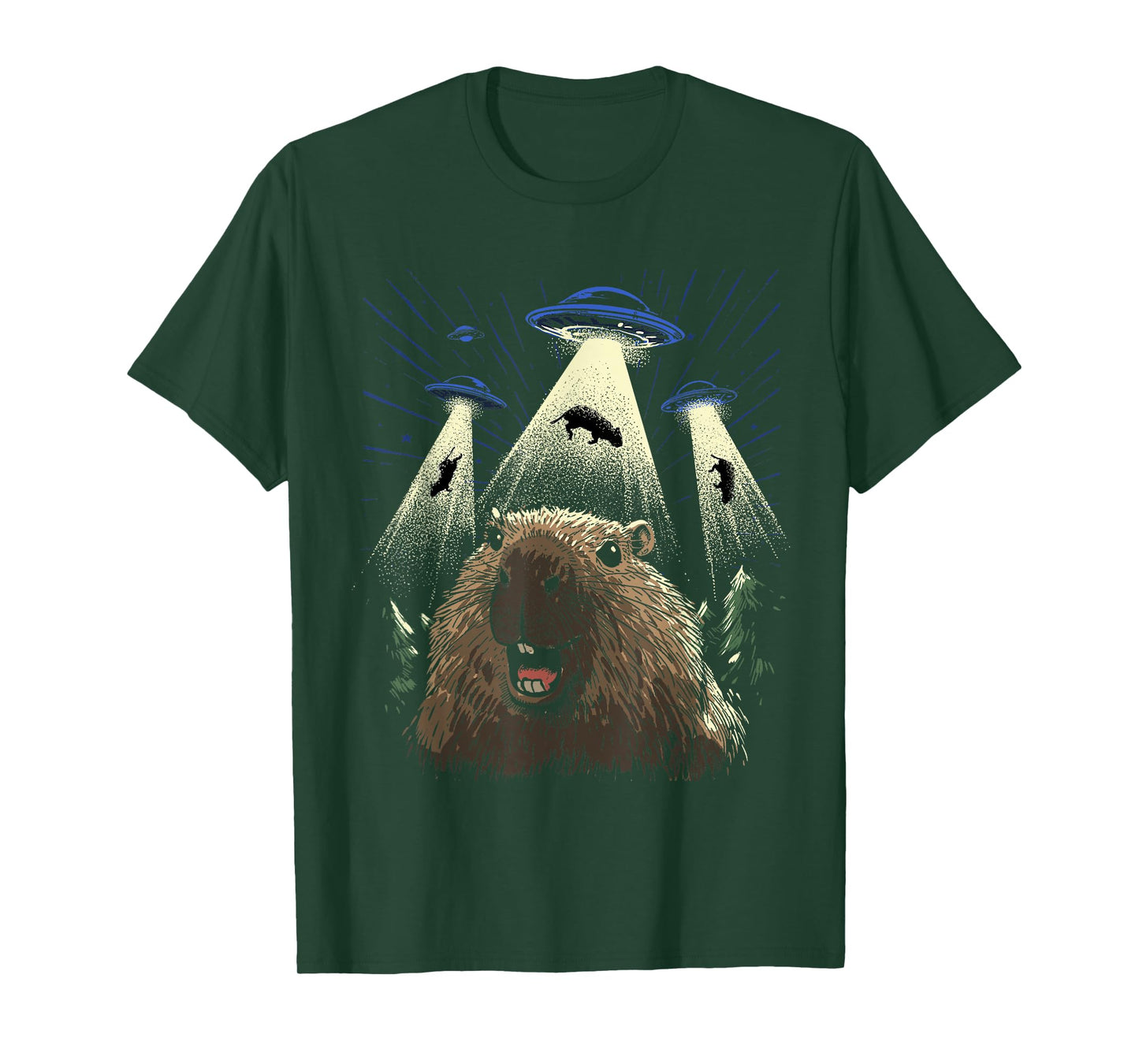 Alien Capybara Shirt Invasion Capybara Selfie UFO Abduction T-Shirt