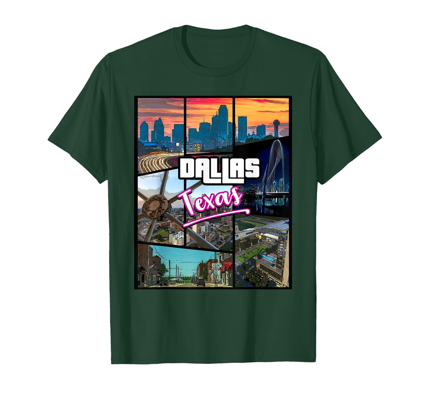 Dallas City Skyline Beautiful Tour Place Game style T-Shirt