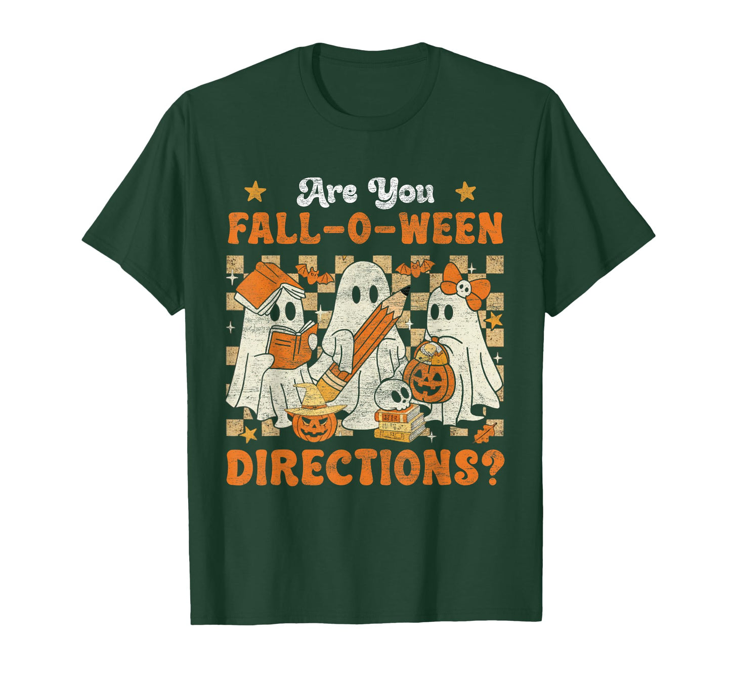 Funny are You Fall O Ween Directions Teacher Halloween Ghost T-Shirt