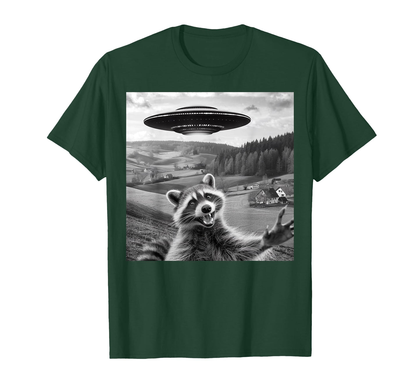 Raccoon Selfie With Alien UFO Funny Gifts For Men Women Kids T-Shirt