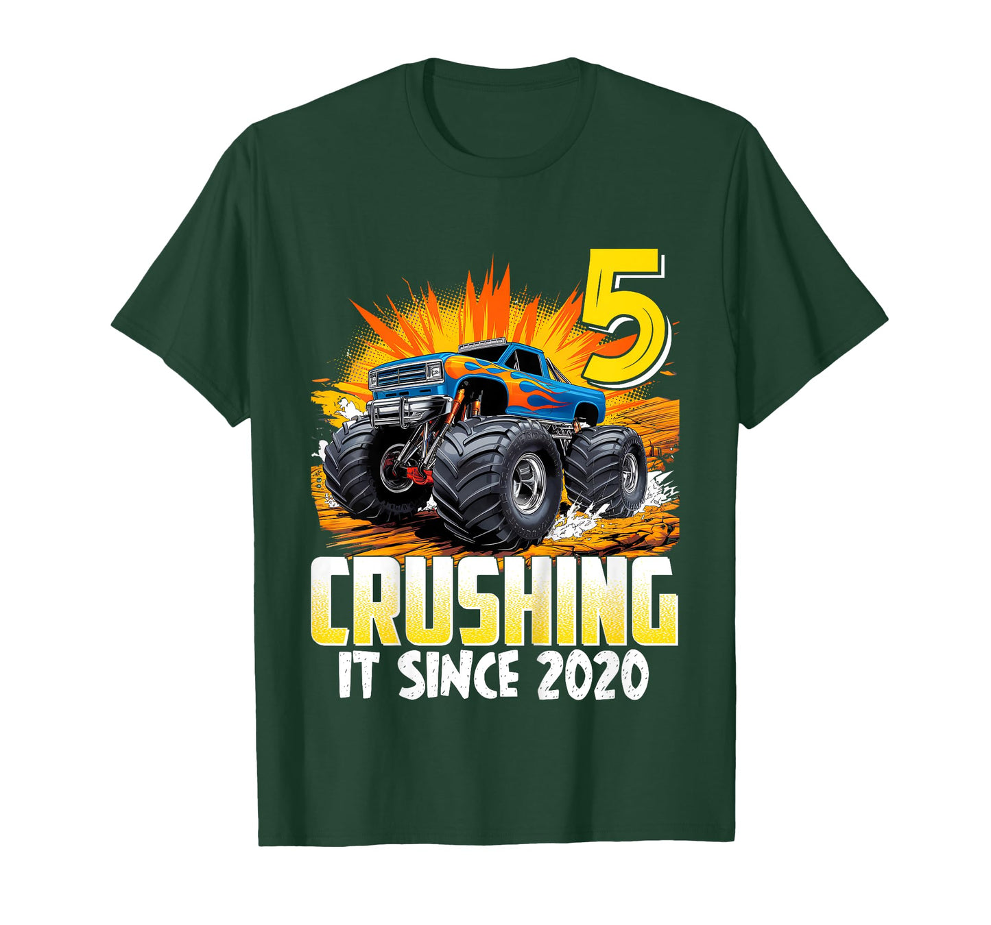 Kids Birthday Monster Truck 5 Year Old Boys 5th Party Born 2020 T-Shirt