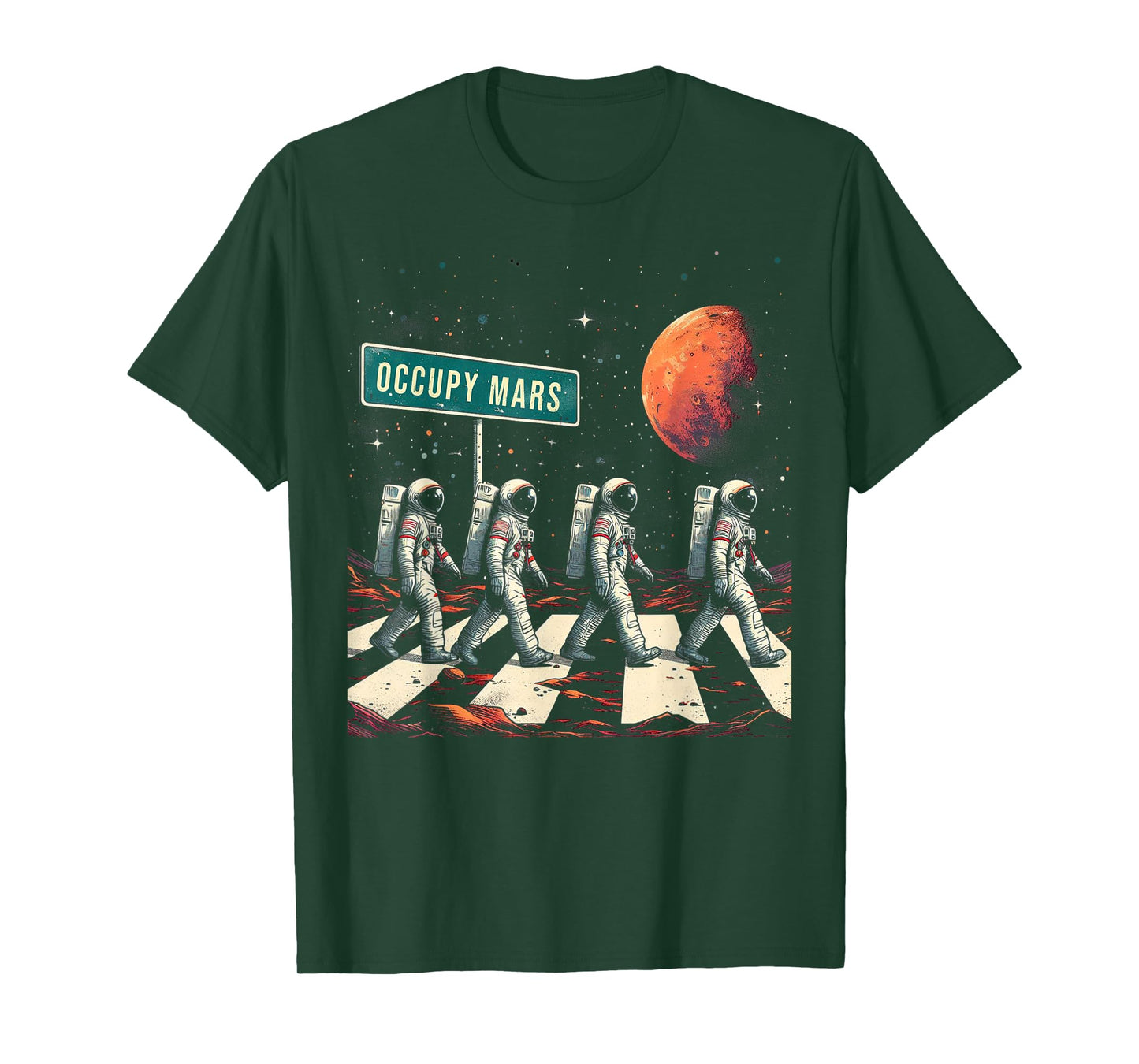 Astronauts Walking in Space Occupy Mars T-Shirt