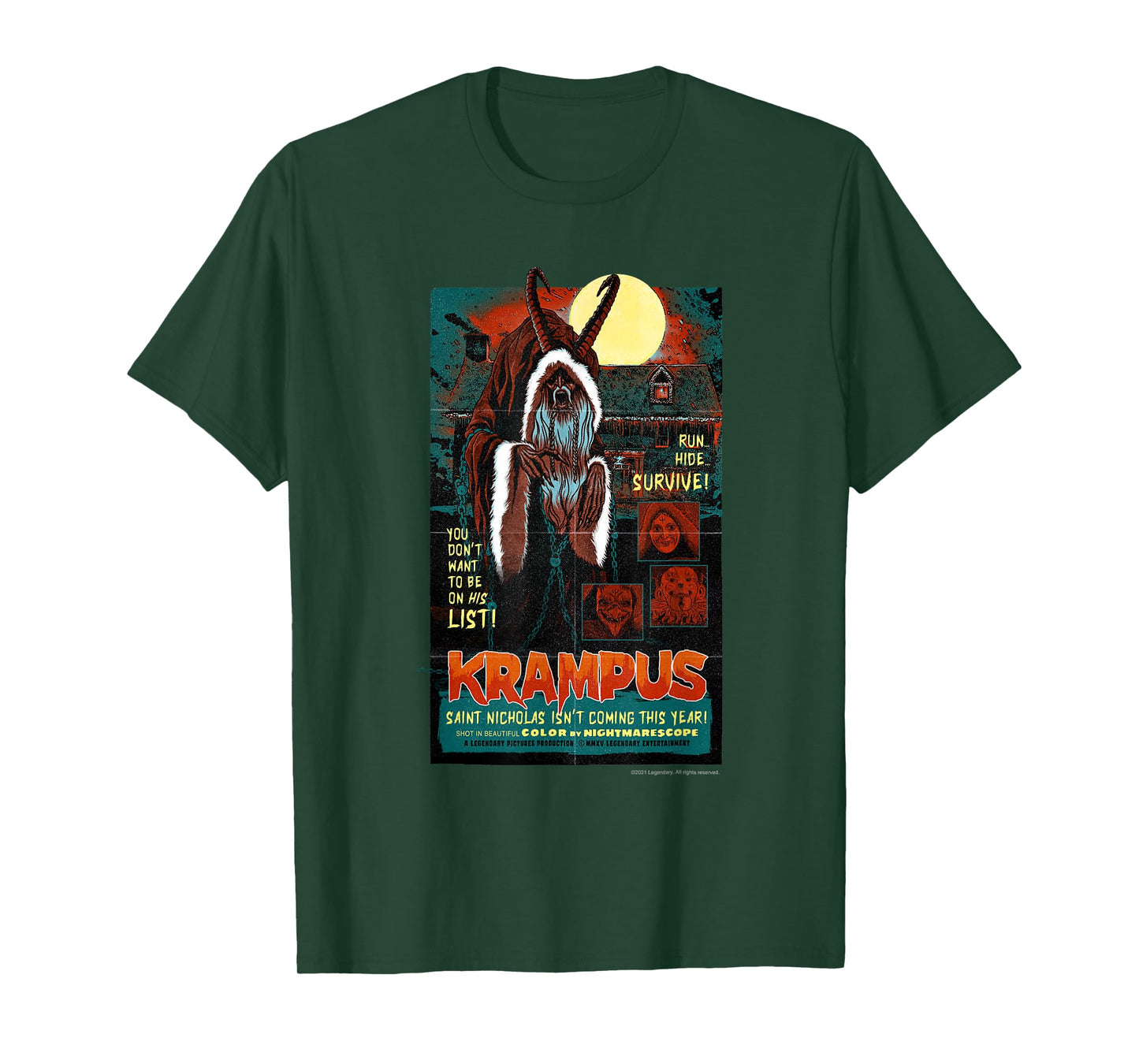 Krampus – Run! Hide! Survive! Retro Poster T-Shirt