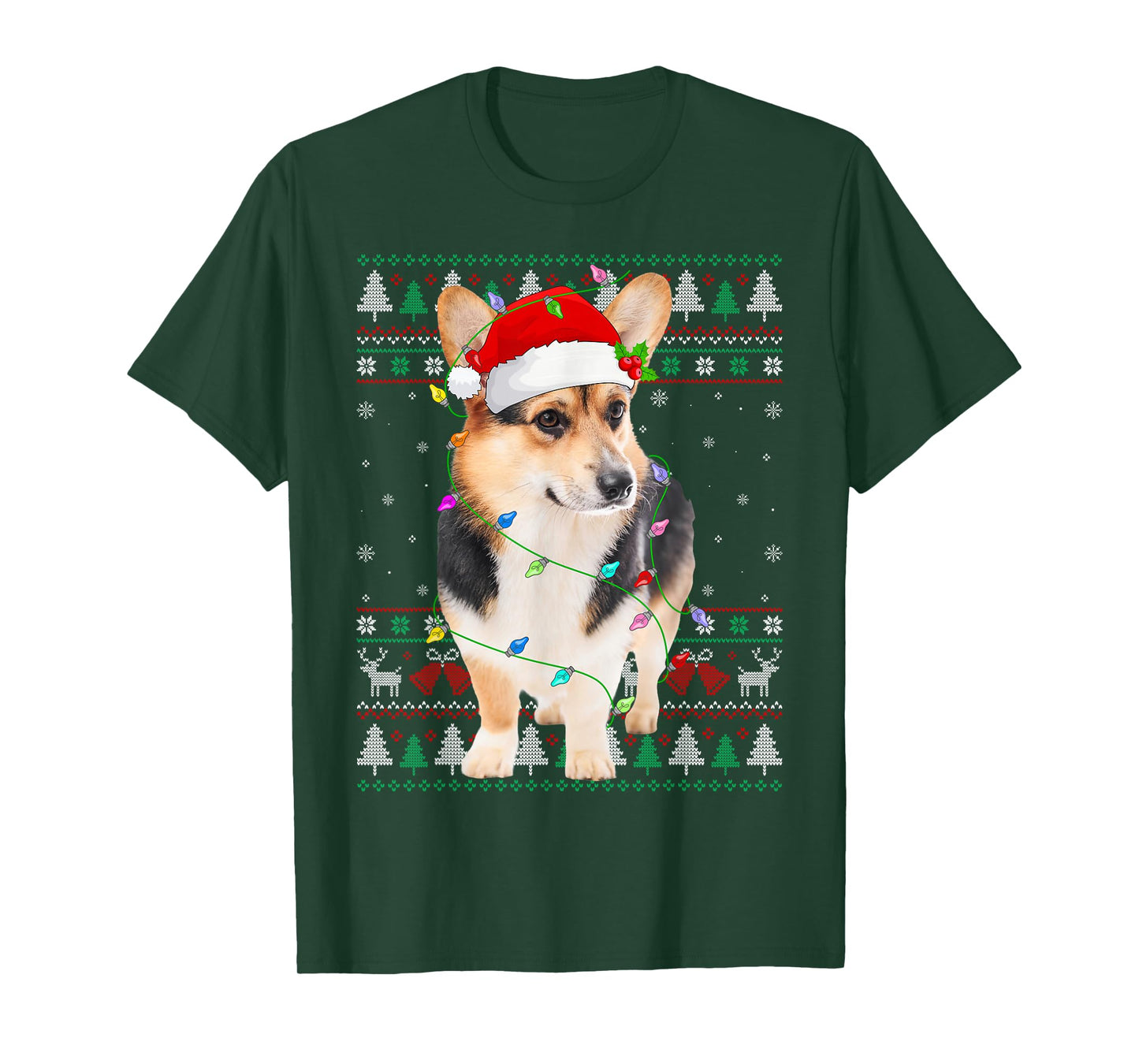 Cardigan Welsh Corgi Dog Christmas Ugly Sweater Lights Xmas T-Shirt
