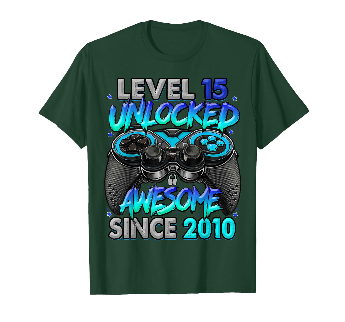 Level 15 Unlocked Awesome Since 2010 15th Birthday Gaming T-Shirt