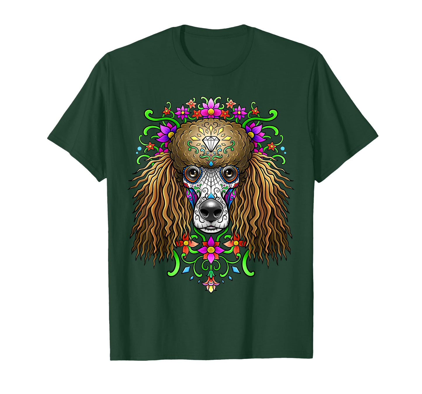 Poodle Day of the Dead Dia De Los Muertos Dog Sugar Skull T-Shirt