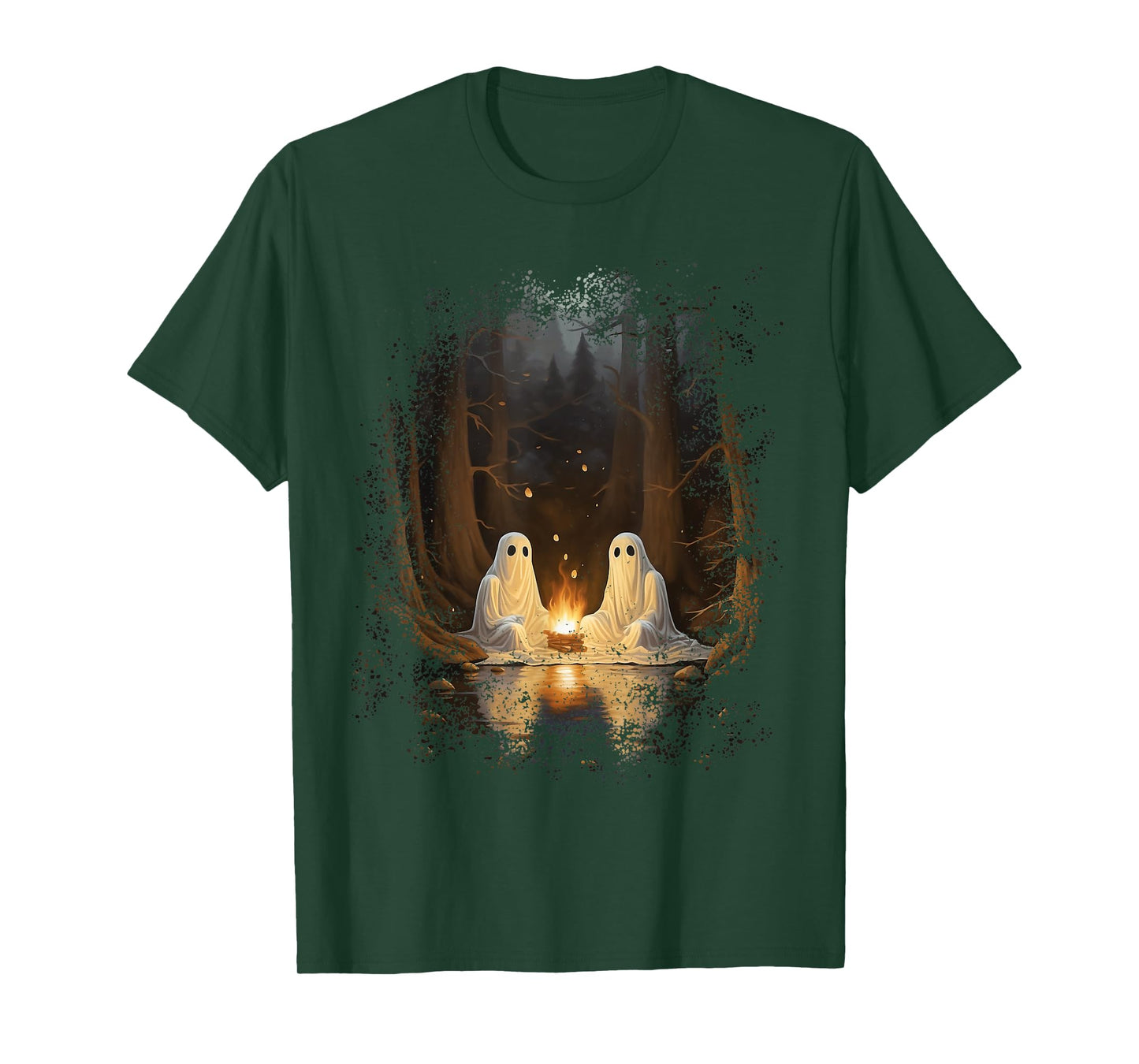 Vintage Ghost Campfire Camping Gothic Halloween T-Shirt