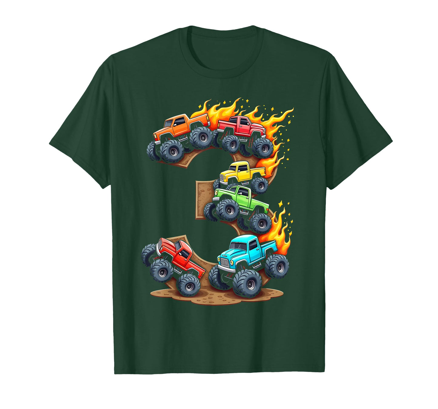 3 Year Old Monster Truck Boy Toddler 3rd Birthday Party T-Shirt
